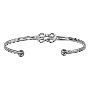 BRACELET ARGENT RHODIÉ JONC OUVERT NOUEUD MARIN