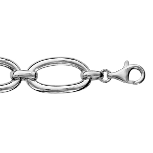BRACELET ARGENT RHODIÉ MAILLES OVALES 20CM