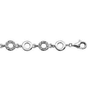 BRACELET ARGENT RHODIÉ MASSIF OXYDES BLANCS SERTIS 16,5+3CM