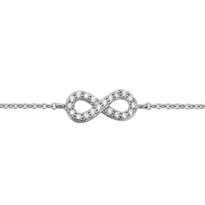 BRACELET ARGENT RHODIÉ INFINI OXYDES BLANCS SERTIS 16+2CM