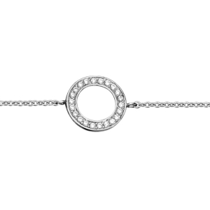 BRACELET ARGENT RHODIÉ CERCLE AJOURE OXYDES BLANCS SERTIS 16+2CM