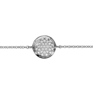 BRACELET ARGENT RHODIÉ PASTILLE OXYDES BLANCS SERTIS 16+2CM