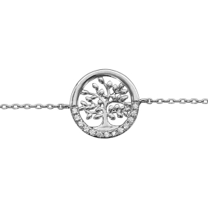 BRACELET ARGENT RHODIÉ ARBRE DE VIE OXYDES BLANCS SERTIS 16+3CM