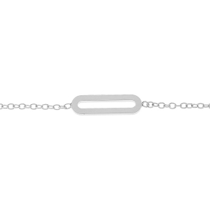 BRACELET ARGENT RHODIÉ 1 ELEMENT RECTANGULAIRE LISSE 16+3CM
