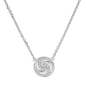 COLLIER ARGENT RHODIÉ CERCLE OXYDES BLANCS SERTIS 38+4CM