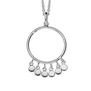 COLLIER ARGENT RHODIÉ CERCLE AVEC PASTILLES PENDANTES 40+4CM