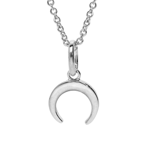 COLLIER ARGENT RHODIÉ PENDENTIF CROISSANT DE LUNE LISSE 40+4CM