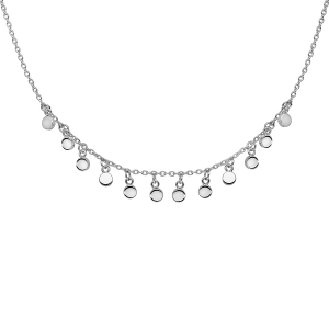 COLLIER ARGENT RHODIÉ RAS DU COU PAMPILLES LISSES 40+4CM