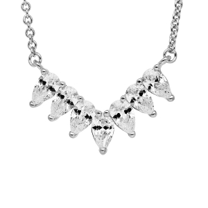 COLLIER ARGENT RHODIÉ MOTIF COURONNE OXYDES BLANCS SERTIS 40+4CM