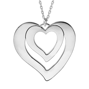 COLLIER ARGENT RHODIÉ COEUR A GRAVER 1, 2, 3 OU 4 PRÉNOMS 40+5CM