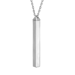 COLLIER ARGENT RHODIÉ TUBE 4 FACES A GRAVER 1, 2, 3 OU 4 PRÉNOMS 40+5CM