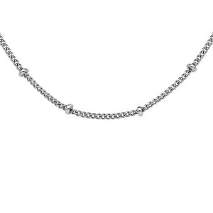 CHAINE ARGENT RHODIÉ GOURMETTE AVEC BOULES 42CM RÉGLABLE 36CM
