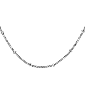 CHAINE ARGENT RHODIÉ GOURMETTE AVEC BOULES 60CM REGLABLE 55CM