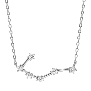COLLIER ARGENT RHODIÉ ZODIAQUE CONSTELLATION CANCER OXYDES BLANCS SERTIS 42,5+2,5CM
