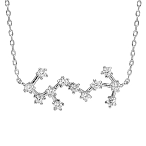 COLLIER ARGENT RHODIÉ ZODIAQUE CONSTELLATION SCORPION OXYDES BLANCS SERTIS 42,5+2,5CM