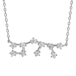 COLLIER ARGENT RHODIÉ ZODIAQUE CONSTELLATION SAGITTAIRE OXYDES BLANCS SERTIS 42,5+2,5CM