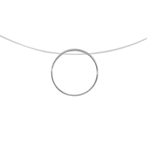 COLLIER FIL NYLON AVEC ANNEAU STYLE ALLIANCE ARGENT RHODIÉ 41,5CM