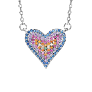 COLLIER ARGENT RHODIÉ PENDENTIF COEUR 43+3CM
