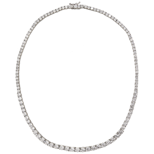 COLLIER ARGENT RHODIÉ RIVIERE ARTICULEE OXYDES BLANCS SERTIS EN CHUTE 42CM
