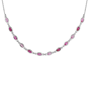 COLLIER ARGENT RHODIÉ OXYDES DEGRADE DE ROSE 38+7CM
