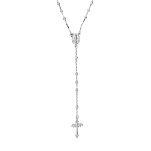 COLLIER ARGENT RHODIÉ CHAPELET 54CM AVEC FERMOIR
