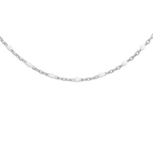 COLLIER ARGENT RHODIÉ OLIVES RÉSINE BLANCHE 40+5CM