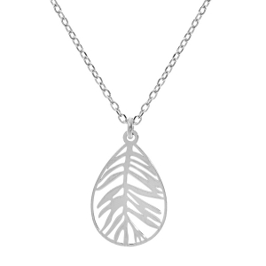 COLLIER ARGENT RHODIÉ PENDENTIF FEUILLAGE 42+3CM