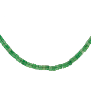 COLLIER ARGENT RHODIÉ RONDELLES PIERRE JADE VERT VERITABLE 40+5CM