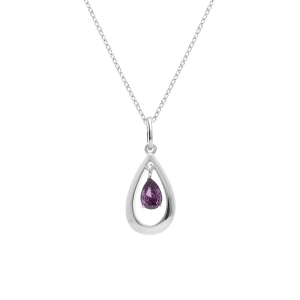 COLLIER ARGENT RHODIÉ GOUTTE OVALE 15MM OXYDE AMÉTHYSTE 42+3CM COLLIER ARGENT RHODIÉ GOUTTE OVALE 15MM OXYDE AMÉTHYSTE 42+3CM