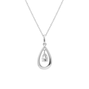 COLLIER ARGENT RHODIÉ GOUTTE OVALE 15MM OXYDE BLANC 42+3CM COLLIER ARGENT RHODIÉ GOUTTE OVALE 15MM OXYDE BLANC 42+3CM