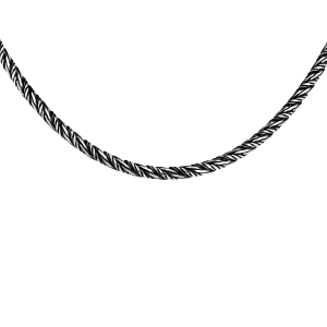 COLLIER ARGENT MASSIF PATINÉ MAILLE RONDE 50CM