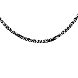 COLLIER ARGENT MASSIF PATINÉ MAILLE RONDE PALMIER 50CM