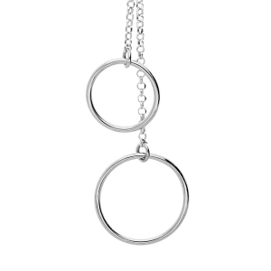 COLLIER ARGENT RHODIÉ FORME Y AVEC 2 CERCLES 42,5CM