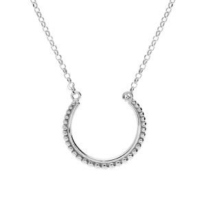 COLLIER ARGENT RHODIÉ DEMI CERCLE 43CM