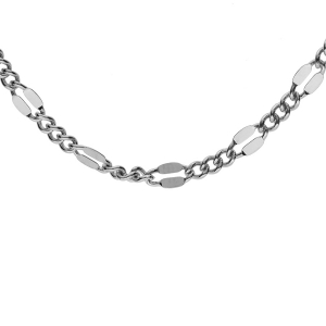 COLLIER ARGENT RHODIÉ MAILLE FANTAISIE MAILLE STYLE GOURMETTE 42CM