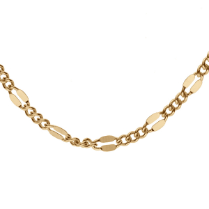 COLLIER ARGENT DORÉ MAILLE FANTAISIE MAILLE STYLE GOURMETTE 42CM