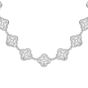 COLLIER ARGENT RHODIÉ FILIGRANE FLEUR 40+5CM