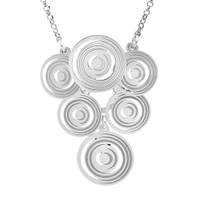 COLLIER ARGENT RHODIÉ PENDENTIF MULTI CERCLES  40+5CM