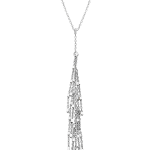 COLLIER ARGENT RHODIÉ FORME Y PENDANT MULTI FILS 42+3CM