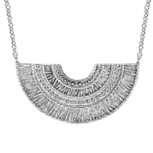 COLLIER ARGENT RHODIÉ FORME EVENTAIL 40+4CM