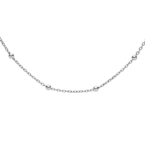 CHAINE ARGENT RHODIÉ FINE BOULES 38CM
