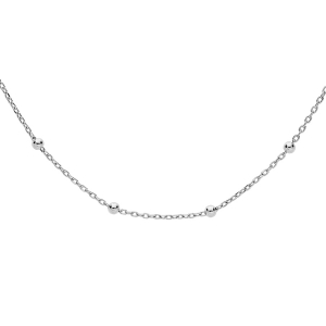 CHAINE ARGENT RHODIÉ FINE BOULES 50CM