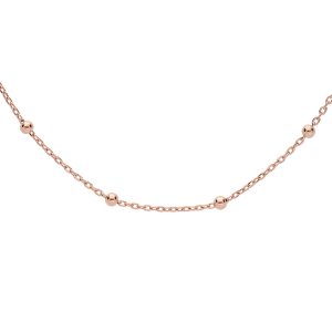 CHAINE ARGENT ET DORURE ROSE FINE BOULES 50CM