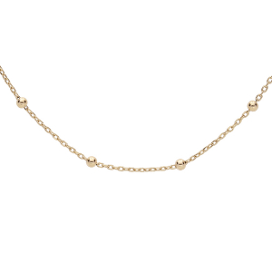 CHAINE ARGENT ET DORURE JAUNE FINE BOULES 50CM