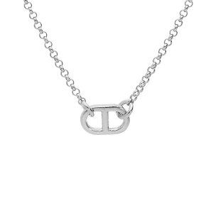 COLLIER ARGENT PLATINÉ 1 MAILLE MARINE 40+5CM