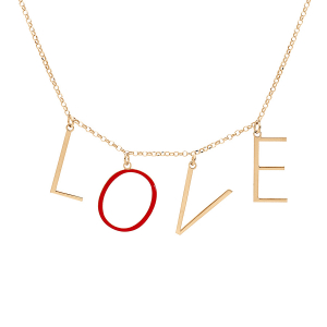 COLLIER ARGENT ET DORURE JAUNE  LOVE 42+3CM