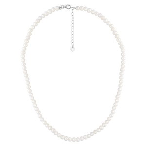 COLLIER ARGENT RHODIÉ PERLES DE CULTURE D'EAU DOUCE 5MM IRREGULIERE 41+4CM