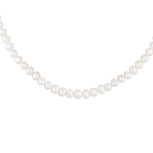 COLLIER ARGENT RHODIÉ PERLES DE CULTURE D'EAU DOUCE 5MM IRREGULIERE 50+5CM