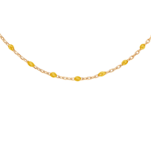 COLLIER ARGENT ET DORURE JAUNE OLIVES RÉSINE JAUNE  TANSPARENT  40+5CM