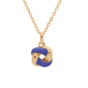 COLLIER ARGENT DORÉ PENDENTIF ROSAS RÉSINE BLEUE 42+3CM